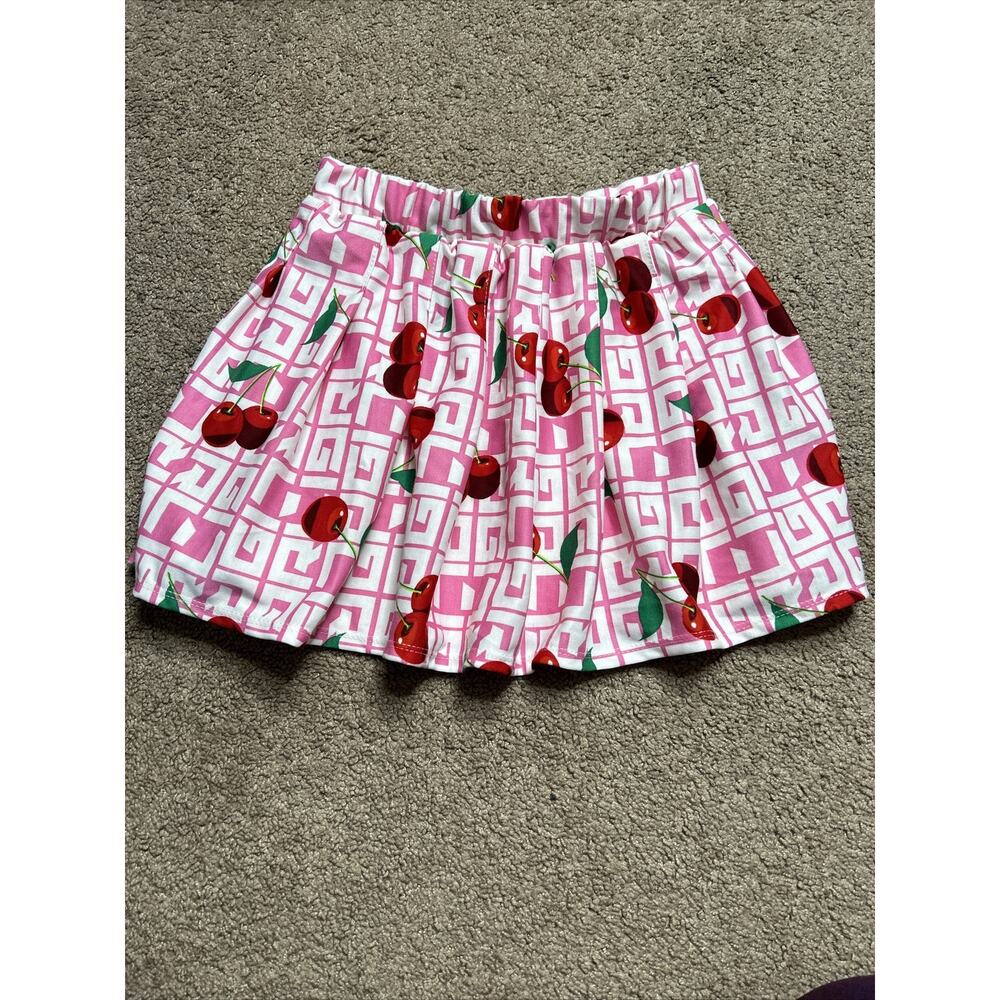 Girl’s Large (14) Jolie & Joy Pink Patterned Cherry Mini Skirt